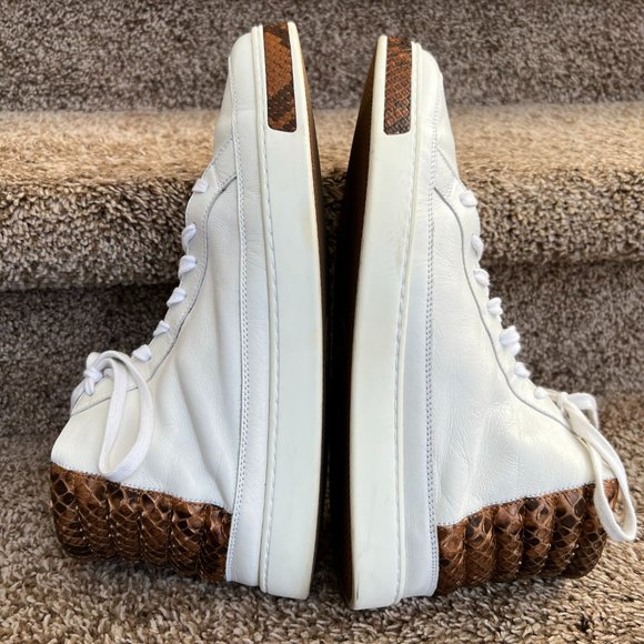 Gucci Men’s White Brown python snake skin  trim on front/back/tongue Limited Edt main image 10